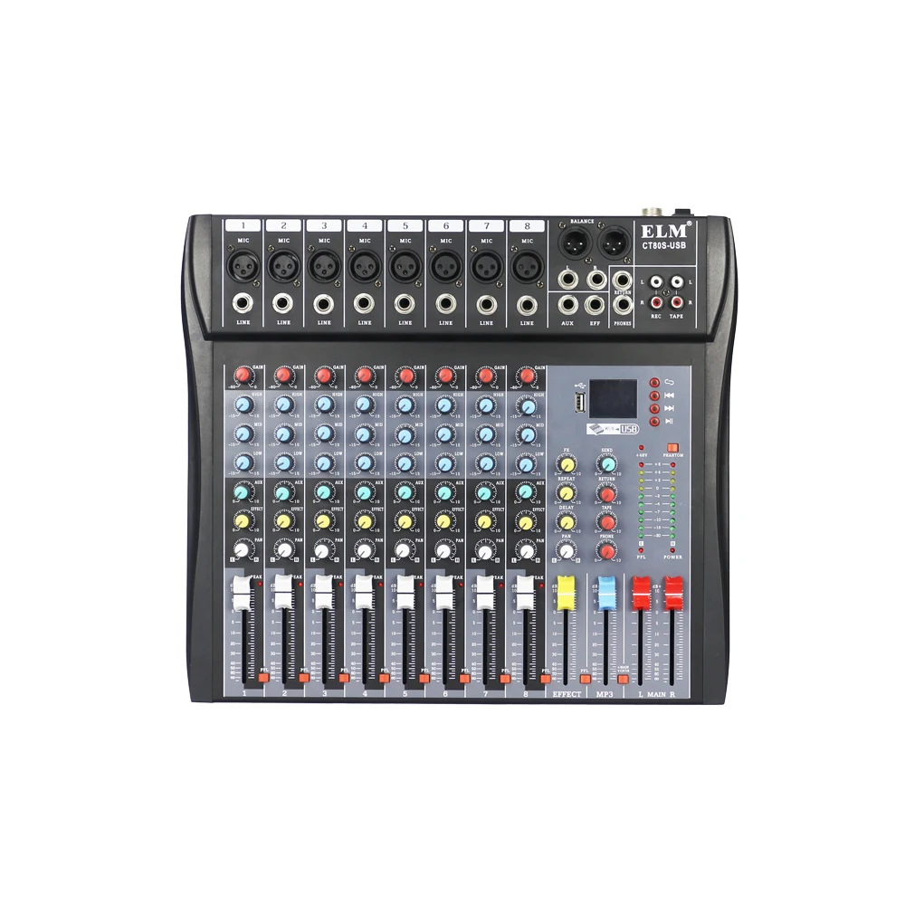 8 channels effect sound mixer dj console professional usb audio mixer home music karaoke KTV