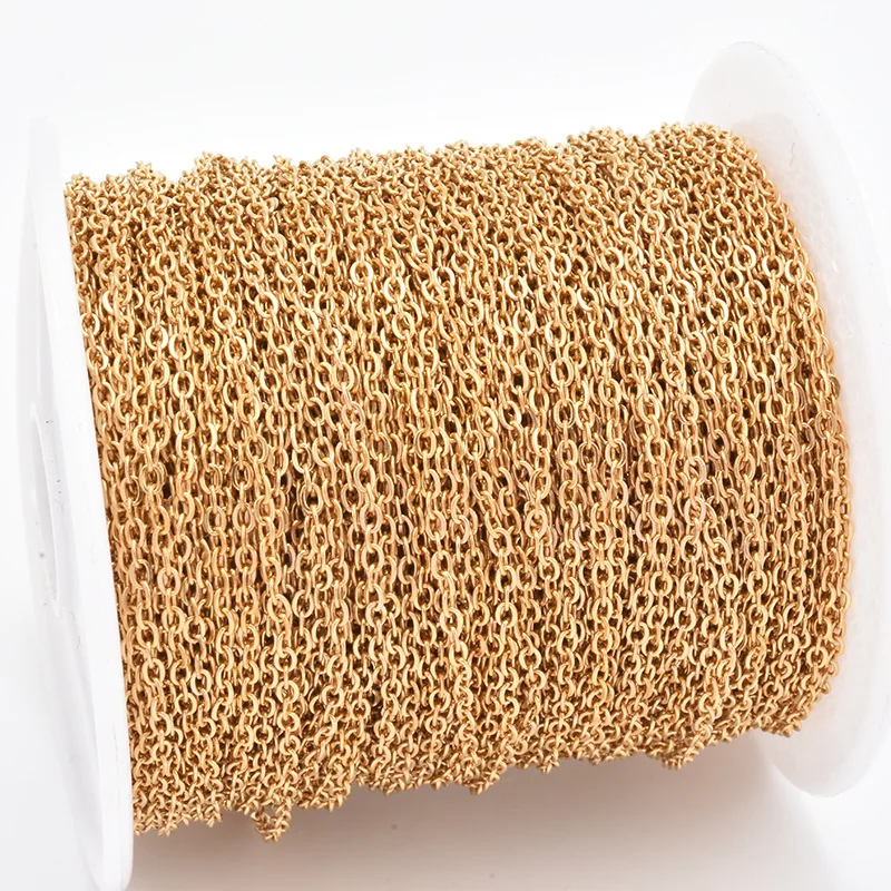 non tarnish 18k gold plated stainless steel cable chain roll spool for jewelry making