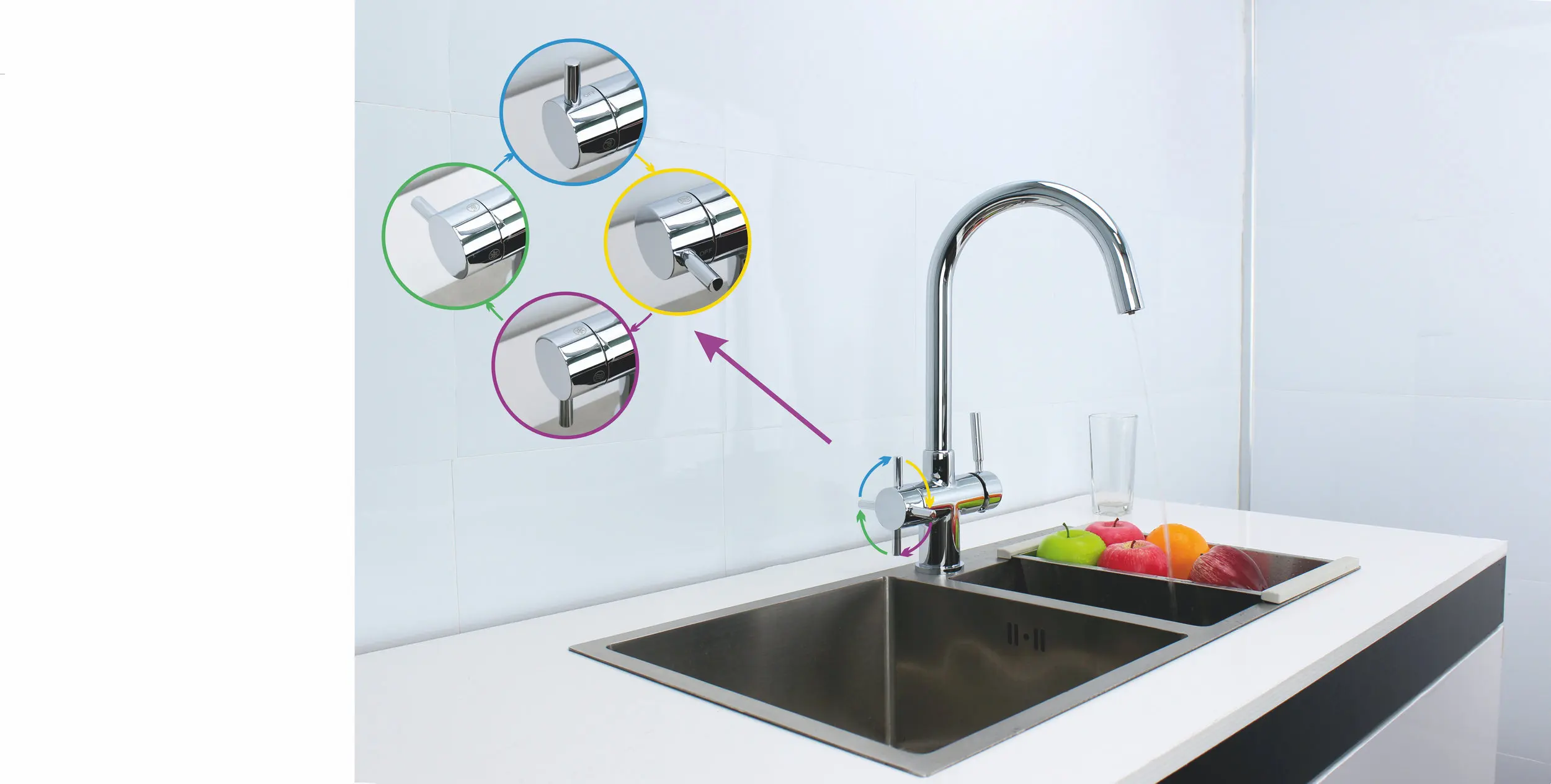 Kaiping Faucet Factory Matt Black Faucet with Reverse Osmosis System 5 in 1 Kitchen Mixer Water Faucet
