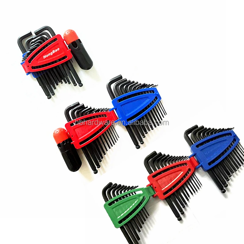 24 Pieces SAE Inch and Metric head Ball End middle Long Arm with 1 piece Strength Helping t handle Allen Wrench Hex Key Set