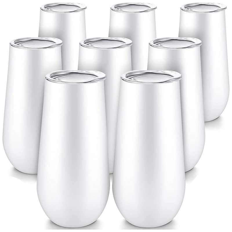 6oz 9oz 12oz Custom Logo Print Vacuum Insulated Wine Tumbler Mug Stainless Steel Powder Coated Stemless Wine Tumbler With Lid