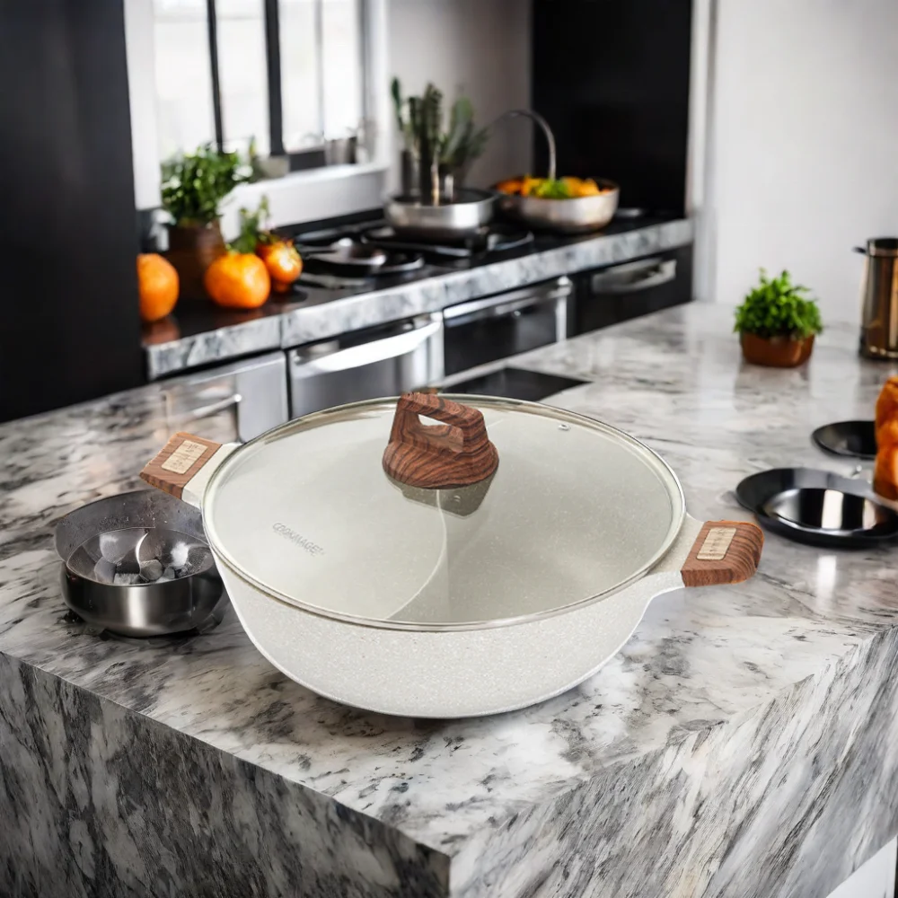 28cm 32cm One-piece Nonstick Double Flavor Granite Hotpot Large Capacity Thicken Mandarin Duck Pot