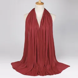 Wholesale Cheap Price Ethnic Jersey Crumpled Women Hijab Scarf Arabic Islamic Prayer Jersey Pleated Scarf