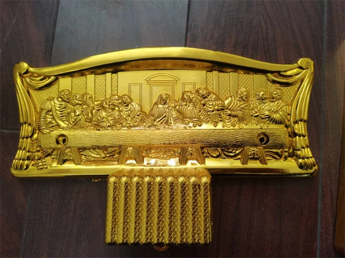 Model 9# China Funeral Supplies Manufacturers Coffin Decoration PP New Material Last Supper Casket Corner Set with Steel Bar