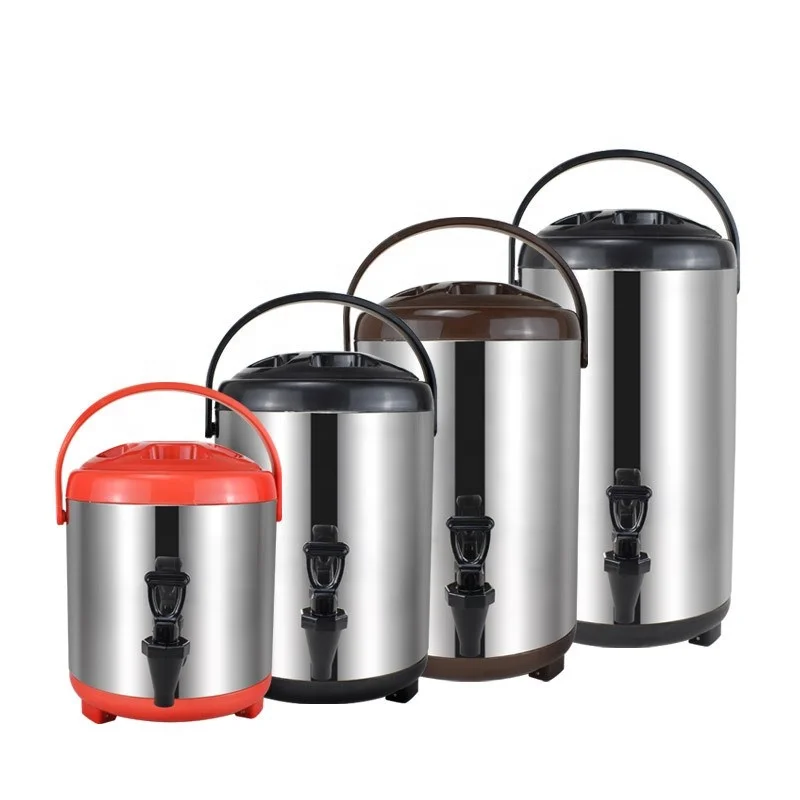 Stainless Steel Insulated Barrel Double Walled Beverage Dispenser with Spigot for bubble Boba tea Coffee Juice