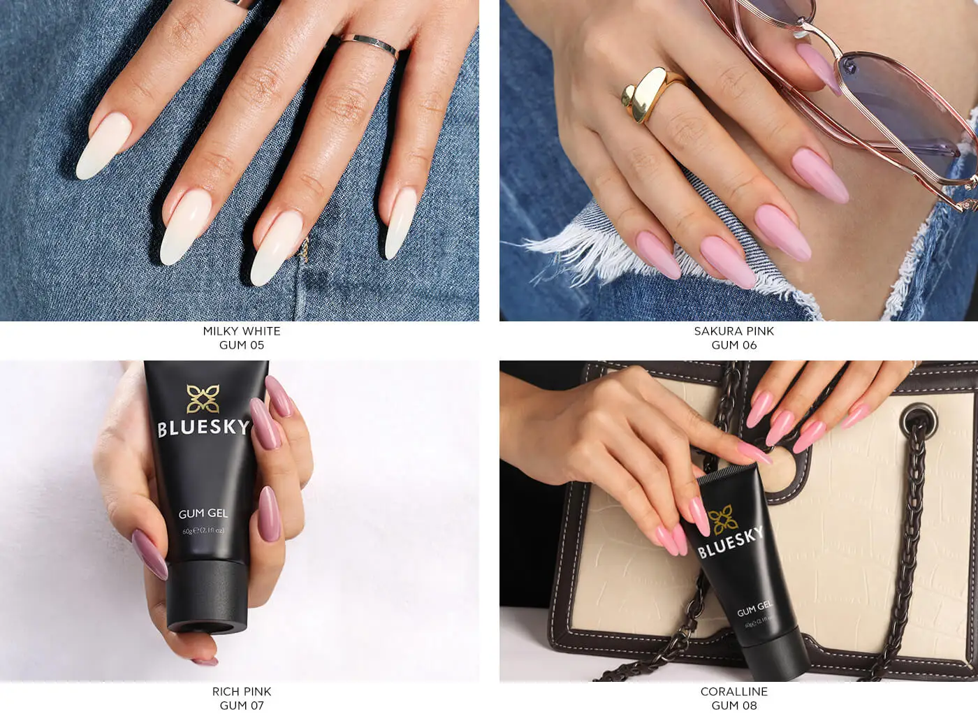 Bluesky  oem odm extend gelpolish 8g/5g/30g nail extensions glue wholesale natural colors acrylic poly gel
