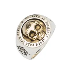 Unique Design Gothic Punk Skull Ring for Men 925 Sliver Vintage Open Domineering rings