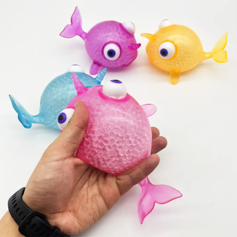 Simulated large-sized ocean whale vent bead ball goldfish pinch children decompression toy TPR Toys