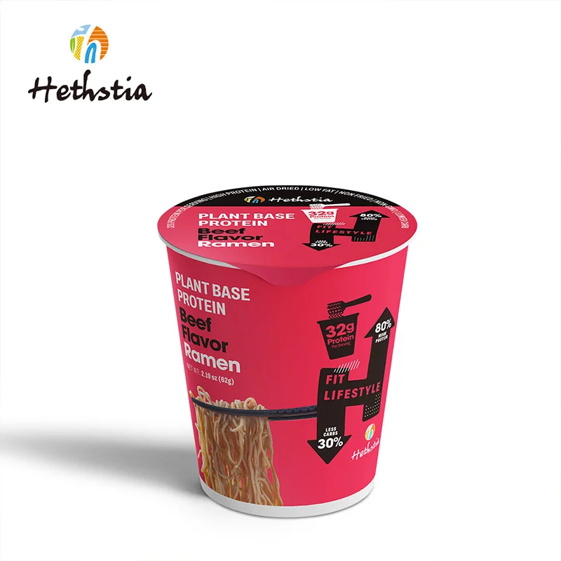 Low Carb Plant Base Protein Beef Flavor Ramen High Protein Keto Healthy Low Calorie Cup Noodles