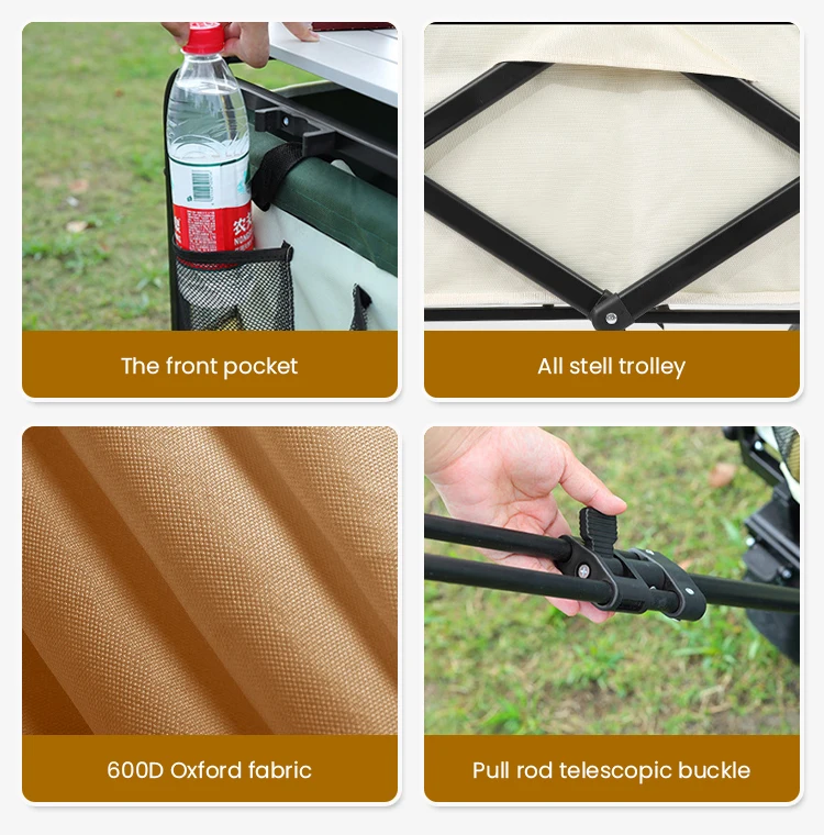 Hot Selling Outdoor Camping Cart Portable Foldable Trolley Wagon Camping Car Picnic Equipment Trolley