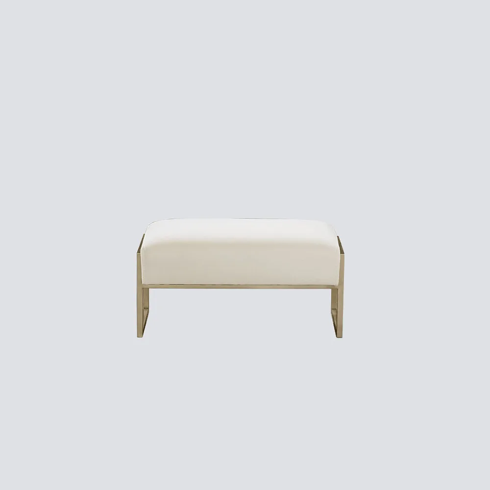 NS FURNITURE Teddy fabric ottoman bench easy cleaning Boucle living-room set chair with ottoman stainless steel frame stool
