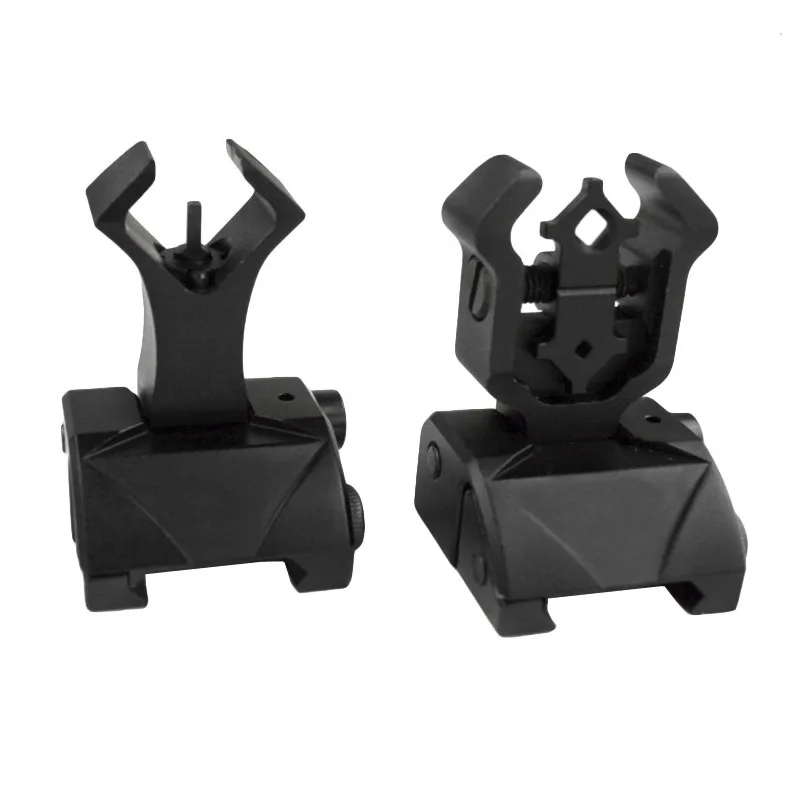 AR 15 Tactical Flip up Front Rear Sights Set Iron Diamond Apertures Dual Windage Adjustment Picatinny Iron Sights