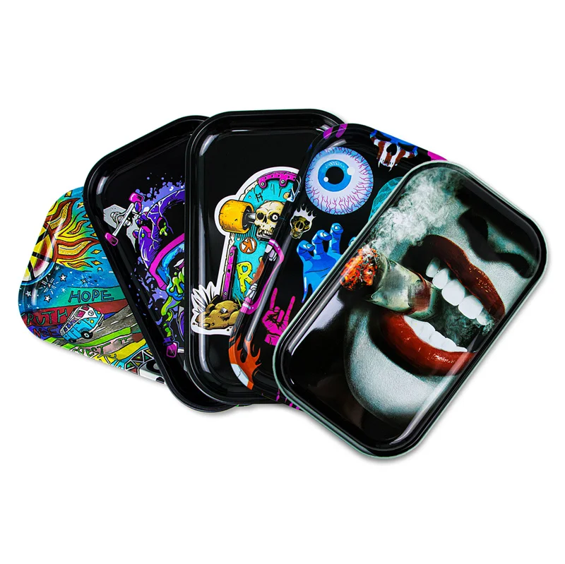 Newest Hot Sell  Metal Rolling tin Tray 270 x 160mm Square Tray Size With Customization Patterns Servicing Trays