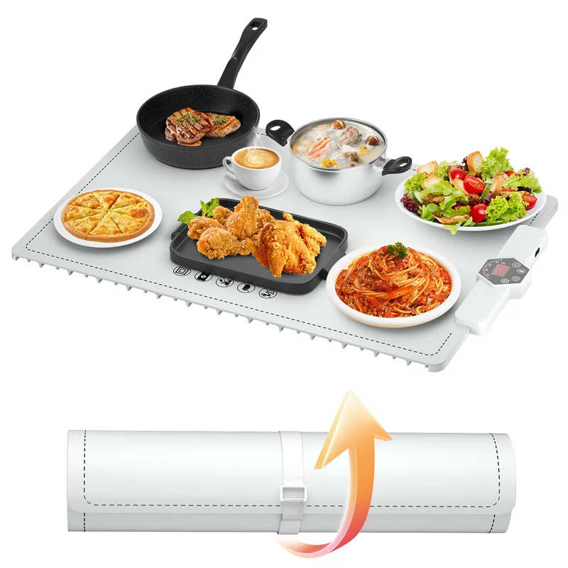 Custom Foldable Heating Plate Mat Silicone Food Warming Tray Adjustable Temperature Control Electric Heating Tray For food