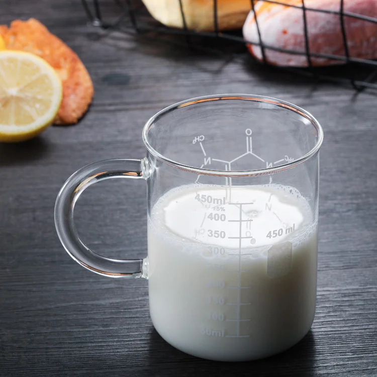 400ml Low Form Borosilicate3.3 Glass Beaker Cup with Handle for Kitchen Cooking or Bar Cocktail Making