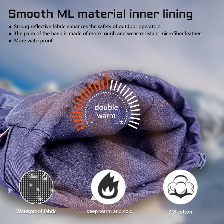 Custom Women Battery Heated Gloves Waterproof Windproof Adults Winter Snowboard Snow Heated Ski Gloves