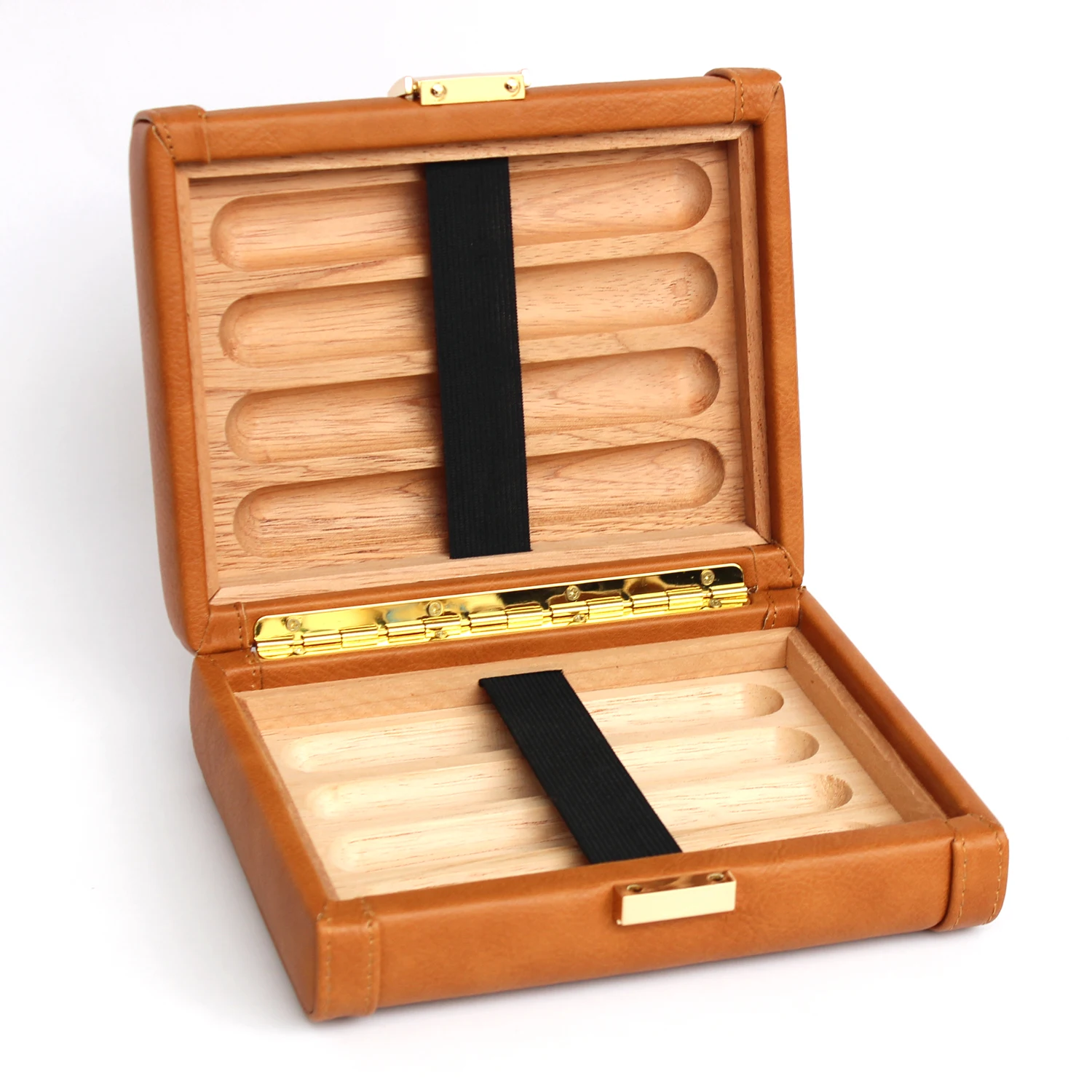 Sealed storage travel portable 8 sticks cigar box leather cigar leather drink travel humidor case