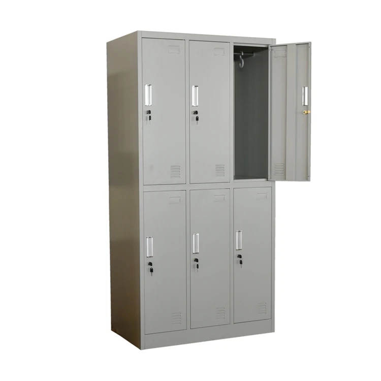 Luoyang office furniture kd storage cupboard dormitory 6 door steel locker cabinet