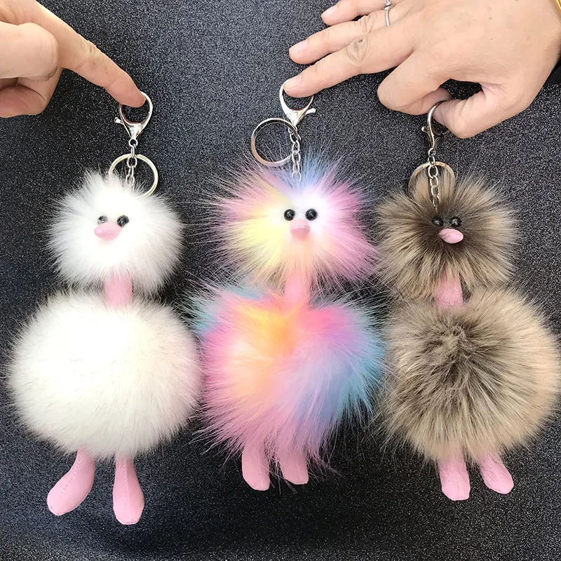 New rainbow color  pompom key chain fried doll package car ornaments exquisite gifts children toys