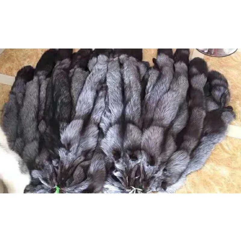 
Factory wholesale silver fox fur 100% animal fur real natural black fox fox fur 