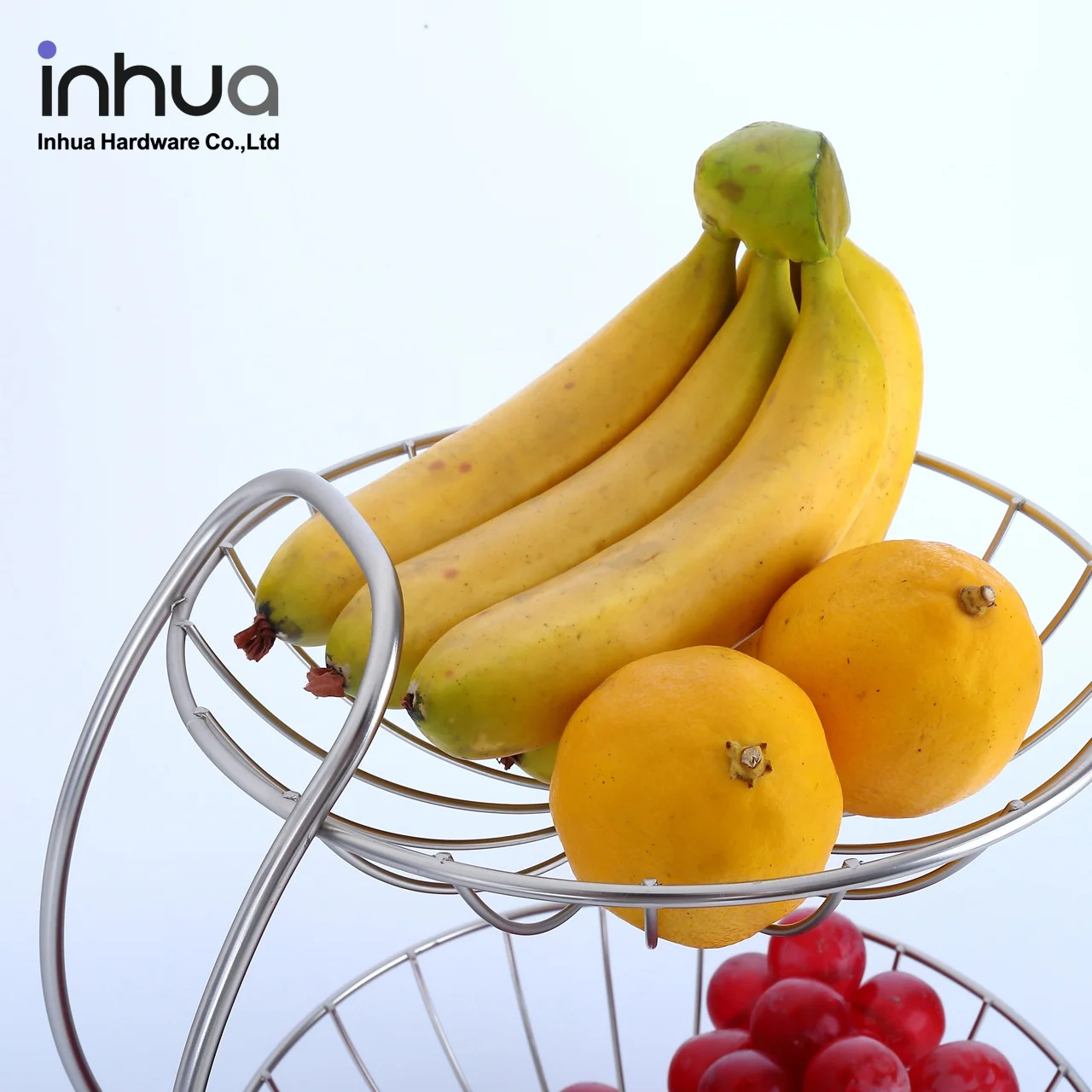 
wholesale 2 tier metal handle handle fruit basket drainer rack storage fruit basket 