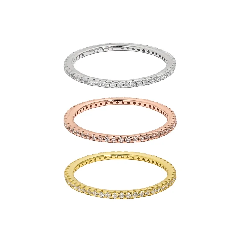 Best Selling Classics Design Moissanite Eternity Ring Silver Jewelry Women Gift Zircon Party Sterling Stone Wedding Technology