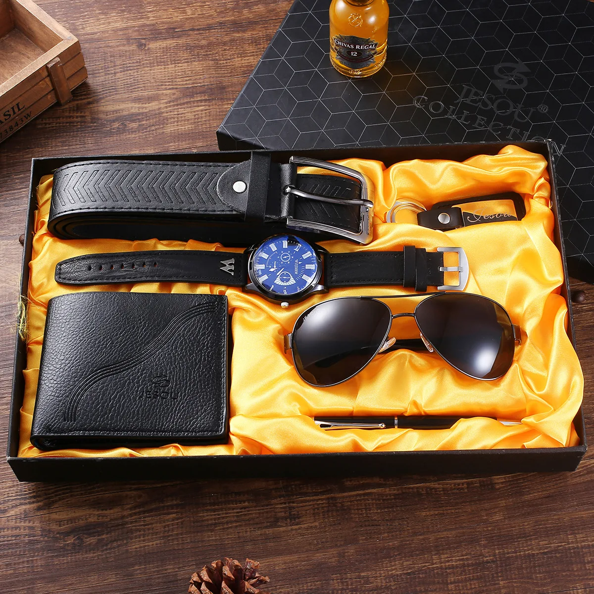 Wholesale Wristwatch Men Watch Festival gift Sets Luxury Casual Sunglasses wallet Watch Sets