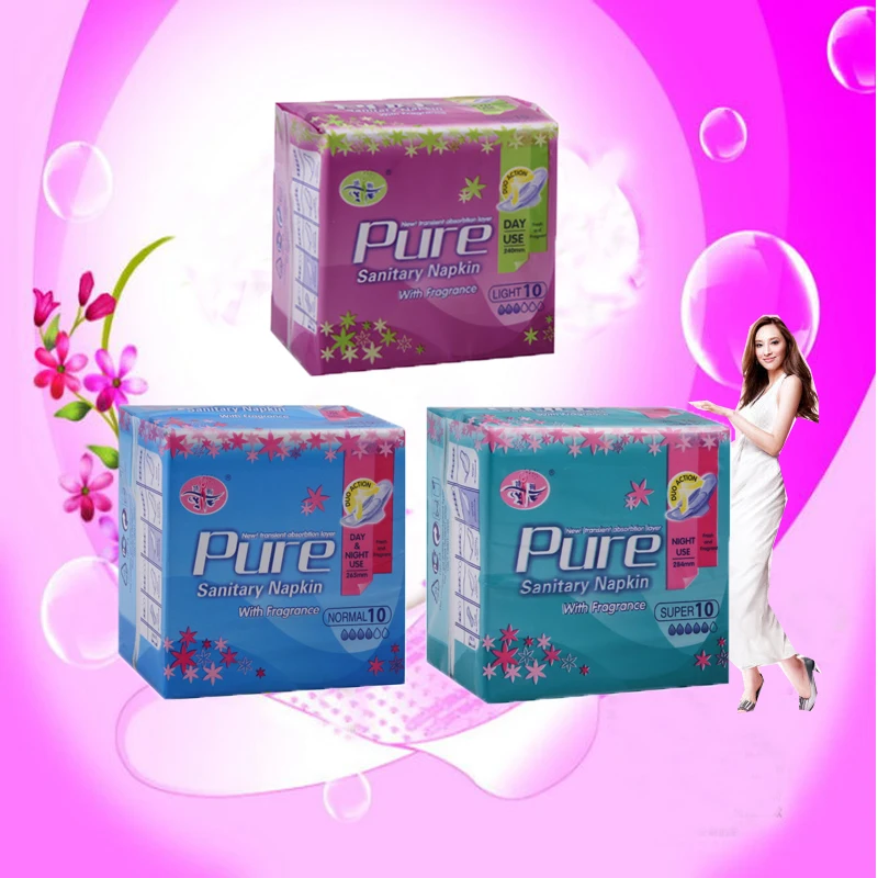 
Natural Soft Care Organic Cotton Menstrual Fc Bio Biodegradable Lady Pad Sanitary Napkin Women Wings Style Time 