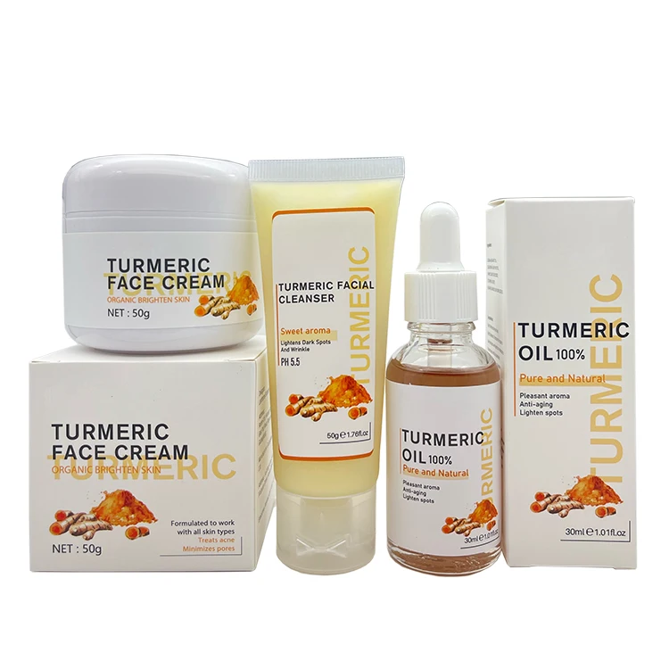 Best skin whitening 100% natural organic private label women skin care Chinese herbal turmeric skin care set