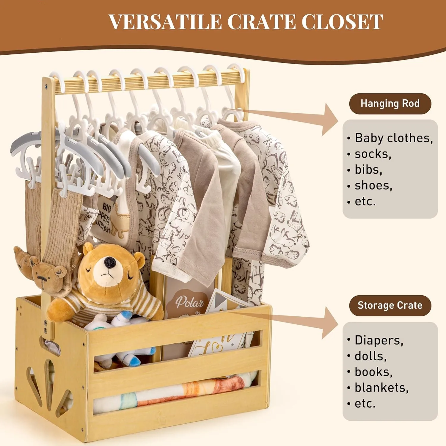 Wooden Baby Shower Crate Closet Newborn New Parents Welcome Gift Hamper box Basket Baby Storage Wood Crate gift Box Wooden Crate