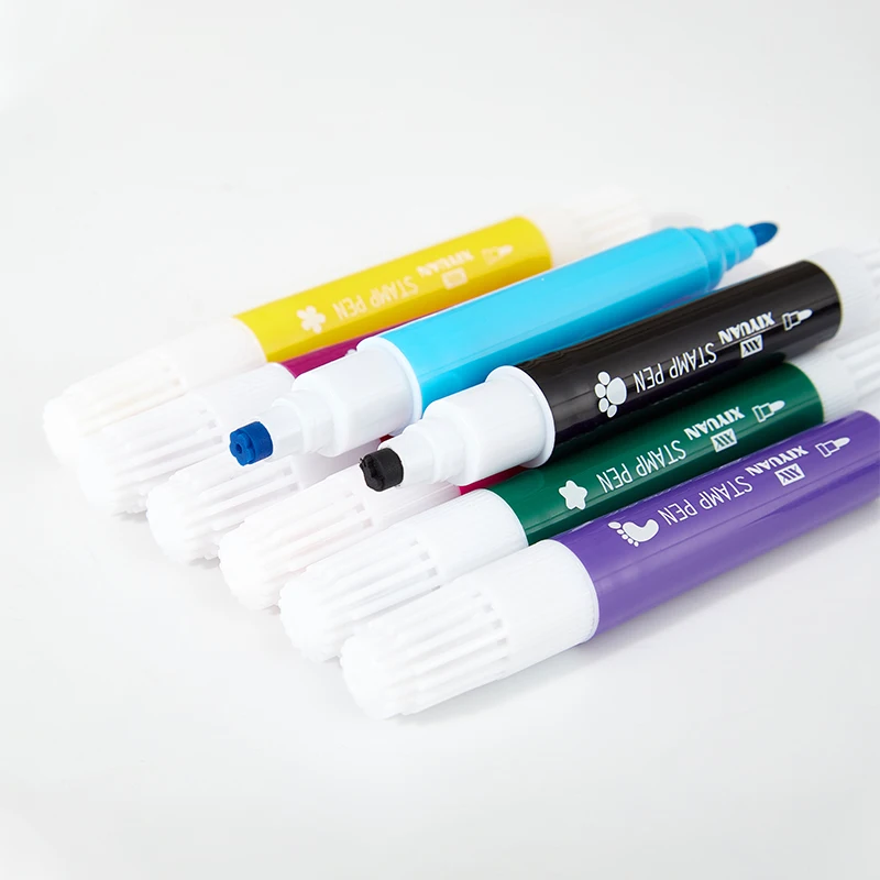 Dual Tip Stamp Pen for school kids, Colorful Watercolor Pen, Lovely stamp