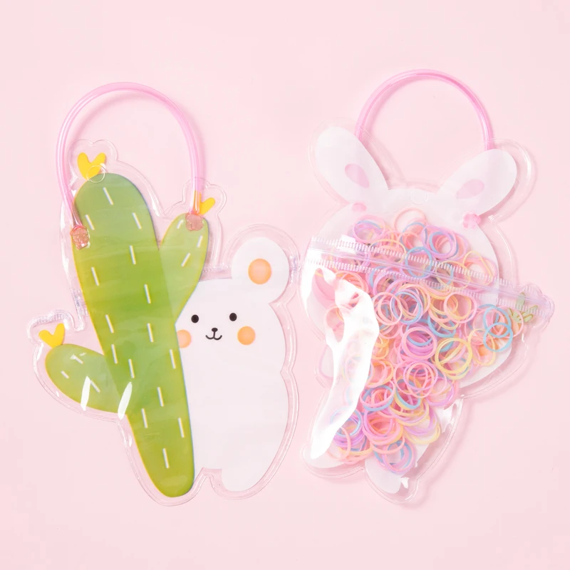 Korean version of the new hair rope does not hurt the hair cute little rabbit self-sealing bag black rubber band