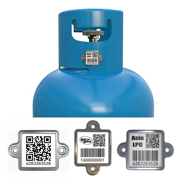 SS304 Metal Ceramic Cylinder Bar Code Label Soaked In Anti-rust Oil For Tracking Bottle Gas