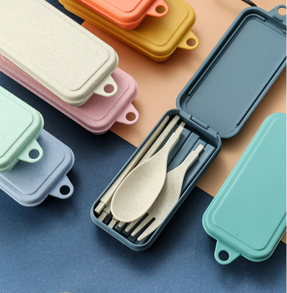 Wholesale Custom Logo Biodegradable Tableware Sets Detachable Knife Fork Spoon Chopsticks With Biodegradable Box