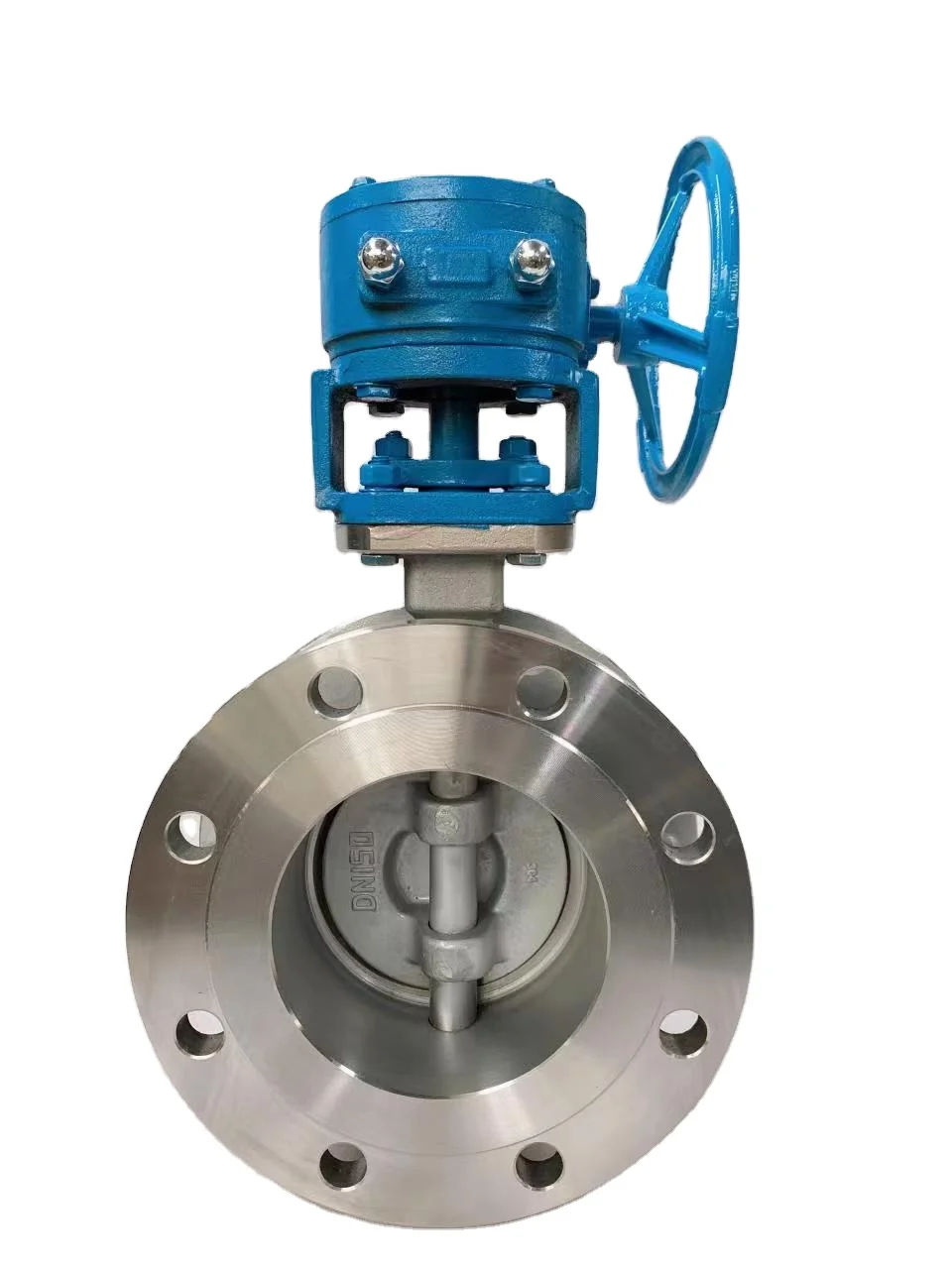 DN150 Ductile Cast Iron Worm Gearbox Handle Operated Double Flange Butterfly Valve