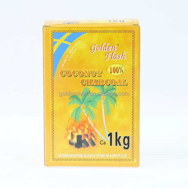 Amazon hot selling Low price 1kg Golden Flash coconut charcoal