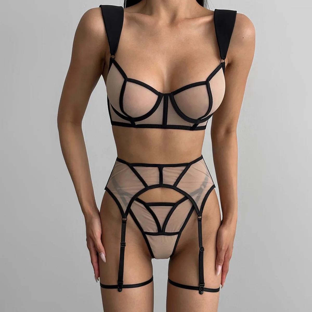OEM Factory Wholesale Underwear Factory Transparent Sexy Wider Shoulder Mesh New Japanese Mature Women Sexy Lingerie