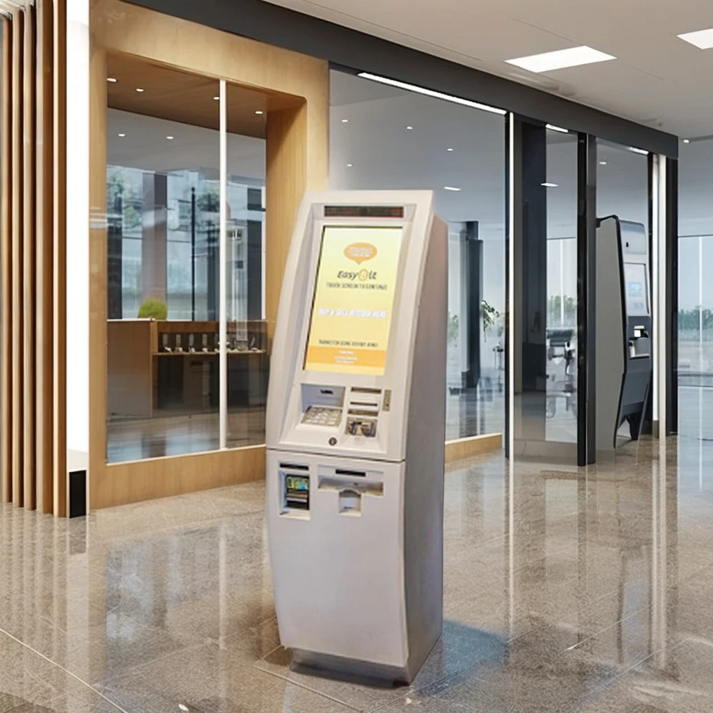 Self-Service Crypto ATM Machine with Bar Code Scanner and Card Payment Kiosk Accepting USD Token