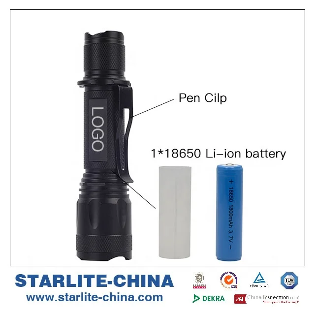 Popular Flexible High Bright Rechargeable Adjustable Zooming Waterproof 18650 EDC LED Torch light Flashlight with Pen clip