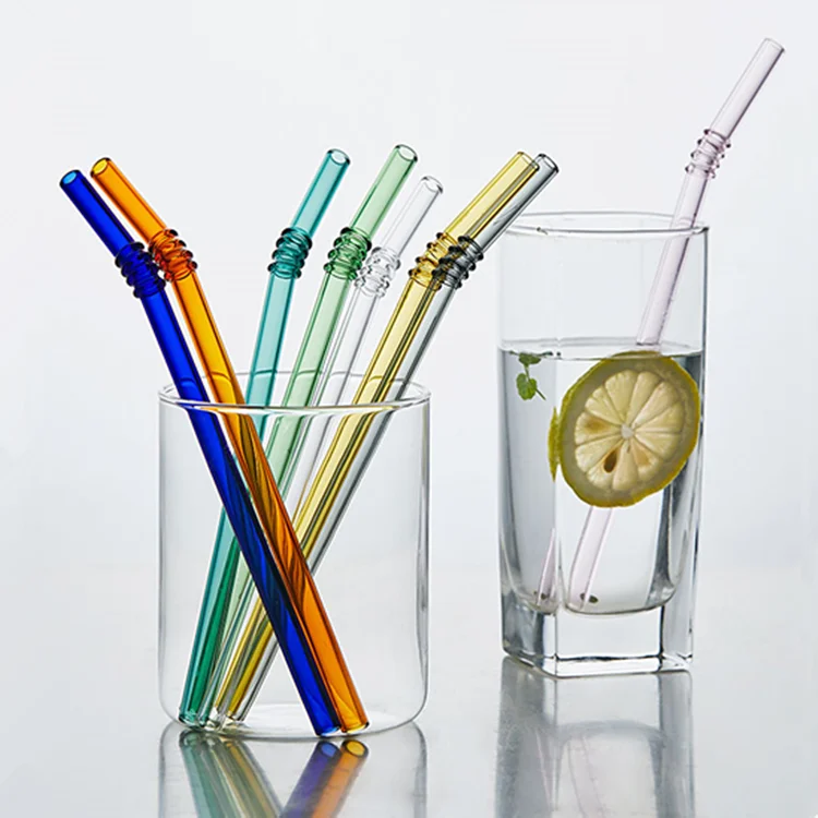 
Hot Products Recyclable Color Customization 8mm custom logo glass straw 