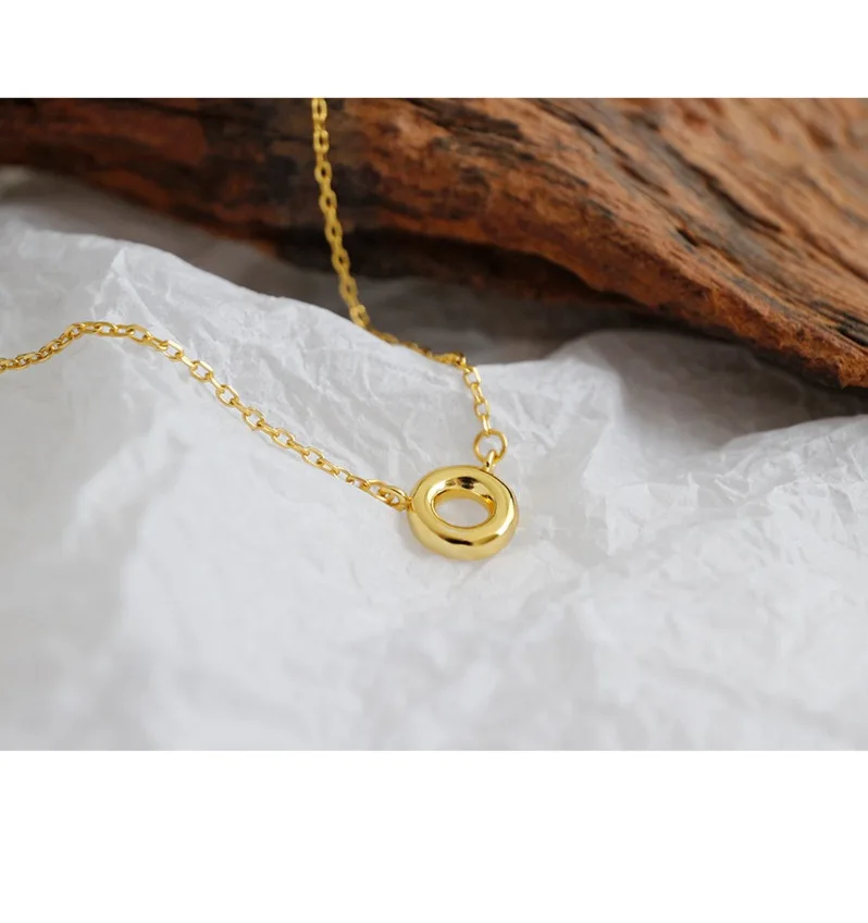 Chic elegant simple design smooth ring S925 sterling silver necklace lady fashion accessories
