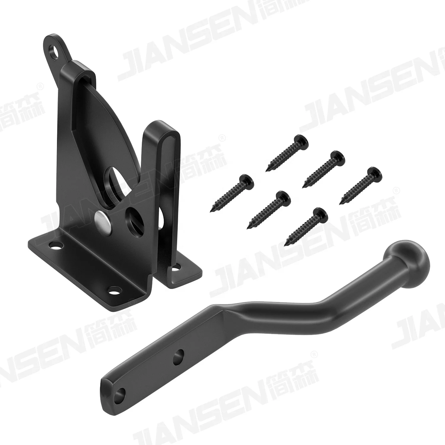 Customized Heavy Duty Black Powder Coated Self-locking Gate Latch Automatic Gravity Lever Latch For Wooden Fence Post