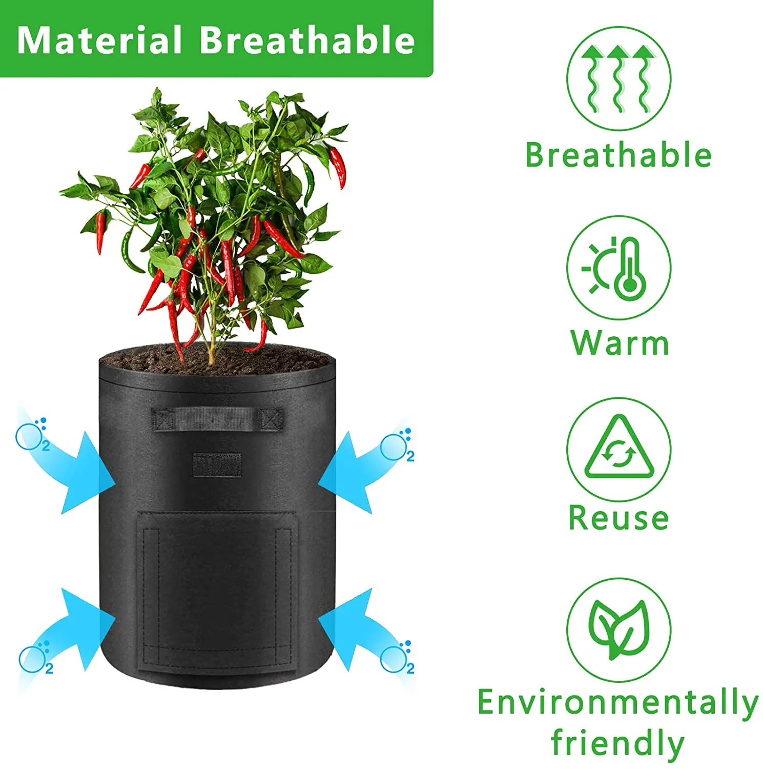 Outdoor Garden Pots Garden Potato Felt Fabric Farm Nursery Planter Grow Bag Tree Seeding Pot