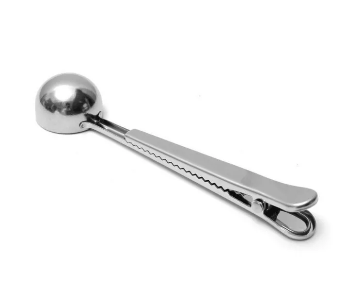 WDD542 Home Use Milk Powder Flavoring Measuring Scoop Portable Fruit Spoons Stainless Steel Coffee Sealing Clip Measuring Spoon
