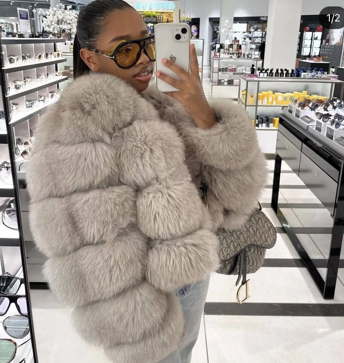 2022 fashion   Winter Thick Warm Fur Jacket for Women Real fur coat Long-Sleeve  Bubble Jackets