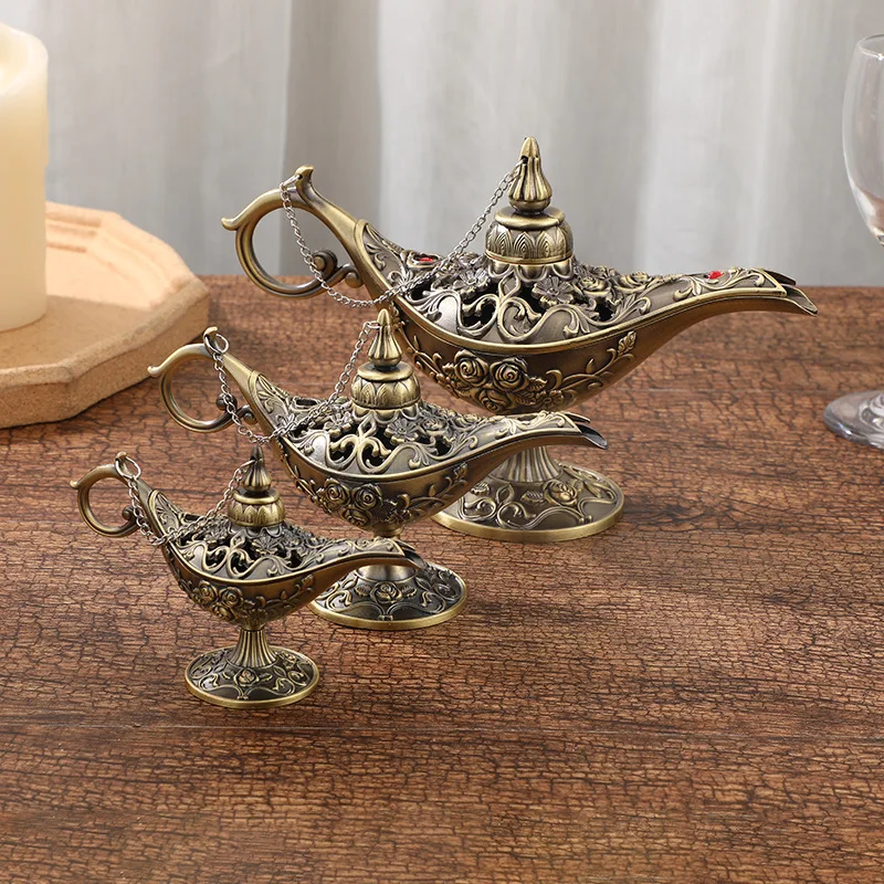 Light Luxury Golden Pattern Aladdin Divine Lamp Dinner Decoration Ornaments Divine Lamp Craft Ornaments