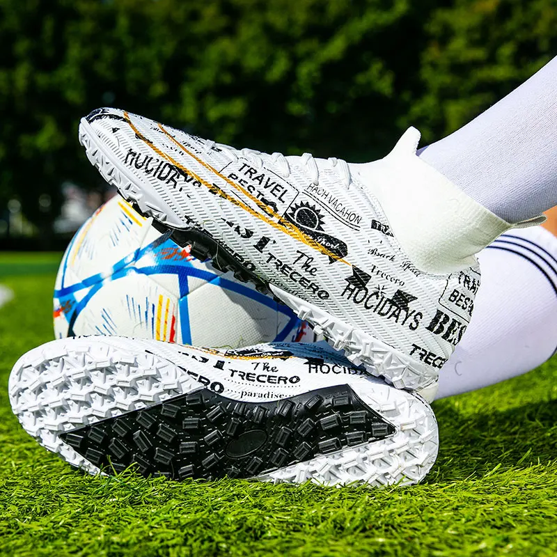 new style big size 35-47 High top long spikes football shoes men soccer boots