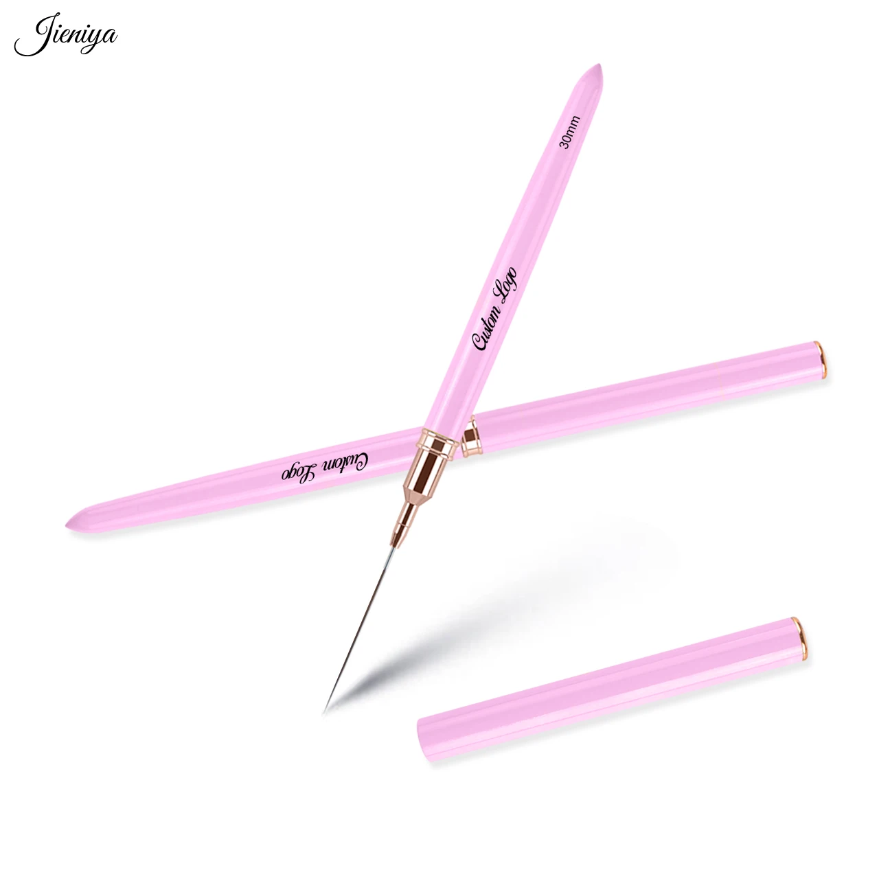 Jieniya Hot selling multiple sizes Pink Nylon Liner Brush Acrylic Striping brush Nail Art Liner Brushes set