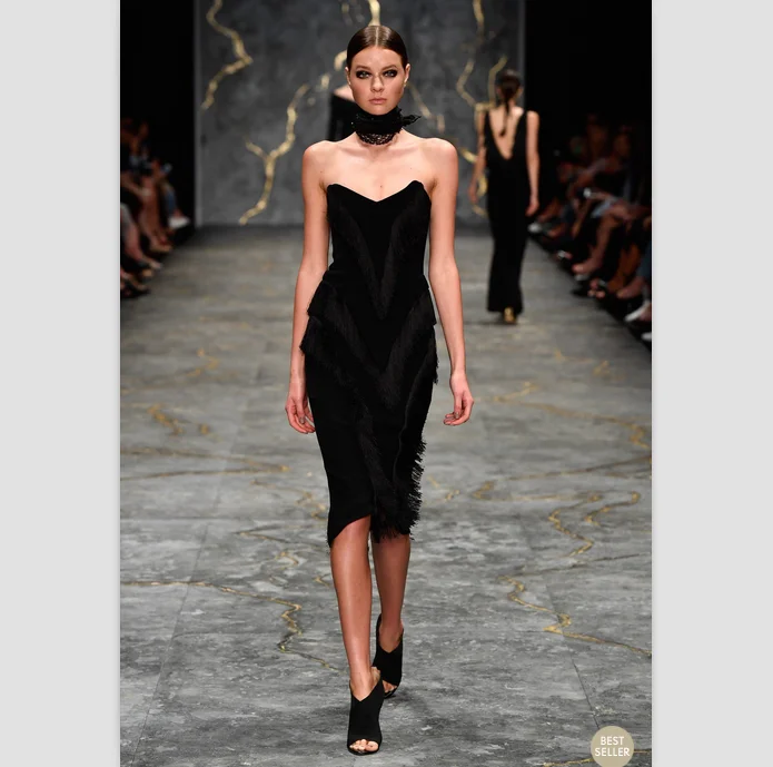 BA3520 2021 Factory Wholesale Price Sexy Hot V-Neck Strapless Tassel Bodycon Bandage Summer Dresses