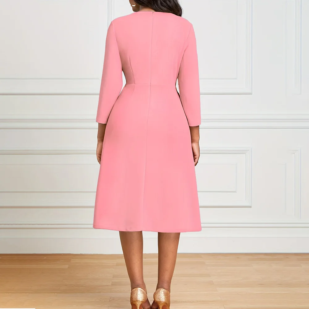 Formal Workplace Work Colorblocked Frill Dress Women Lady Elegant Long Party Casual Business Church Prom Dresses 2024